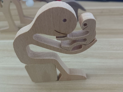 DIY Wooden Dog Figurine Sculpture Home Decor