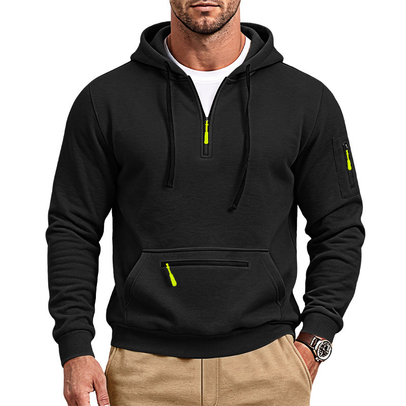 New Arrival European Size Half-Zip Multi-Pocket Casual Loose Sports Pullover Hoodie For Cross-Border Foreign Trade, Amazon Listing