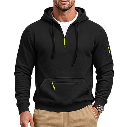 New Arrival European Size Half-Zip Multi-Pocket Casual Loose Sports Pullover Hoodie For Cross-Border Foreign Trade, Amazon Listing