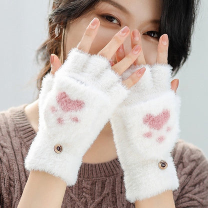 Half-finger Knitted Warm Cat-claw Gloves