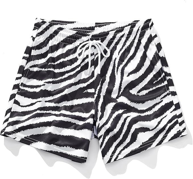 Casual Mens Wide-leg Printed Pinhole Shorts