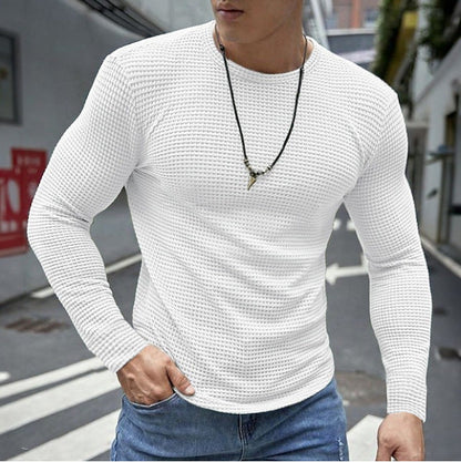 Mens Casual Long-sleeve Crew-neck Top For A Refined Look