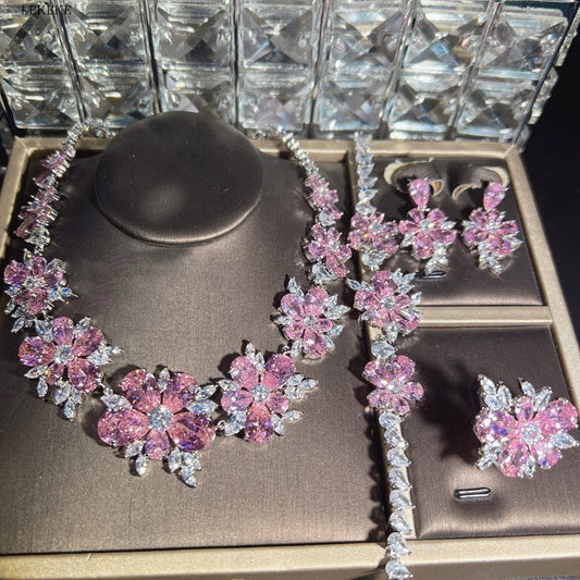 Diamond Flower Zircon Jewelry Set