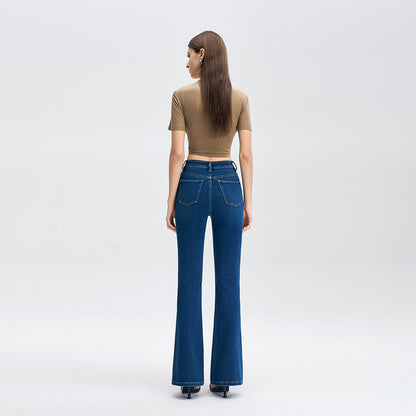 New Style Womens Blue Bell-bottom Pants