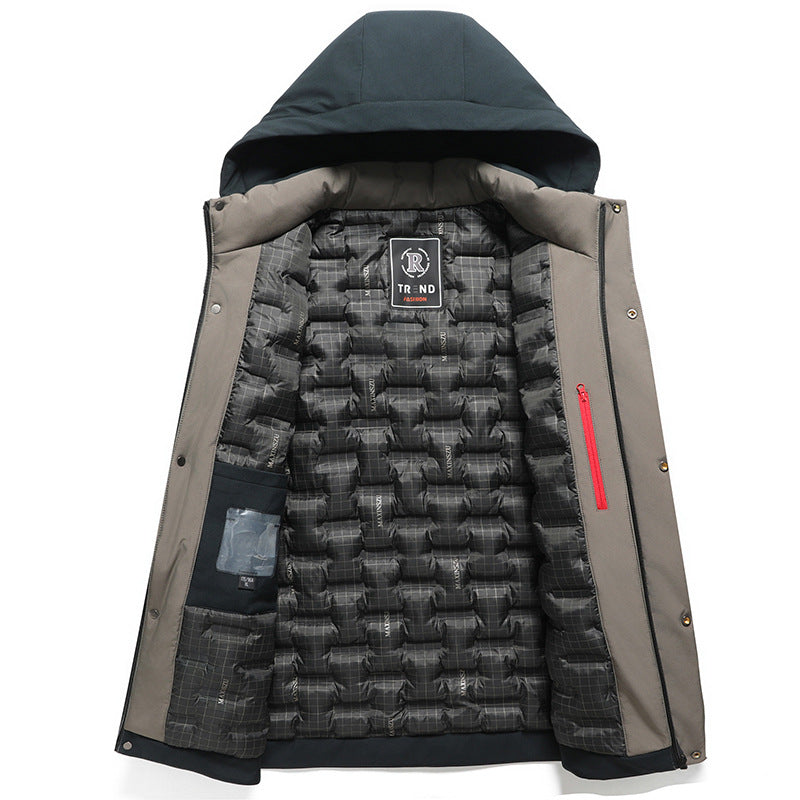 Mens Winter Thickened Hooded Cotton-Padded Coat