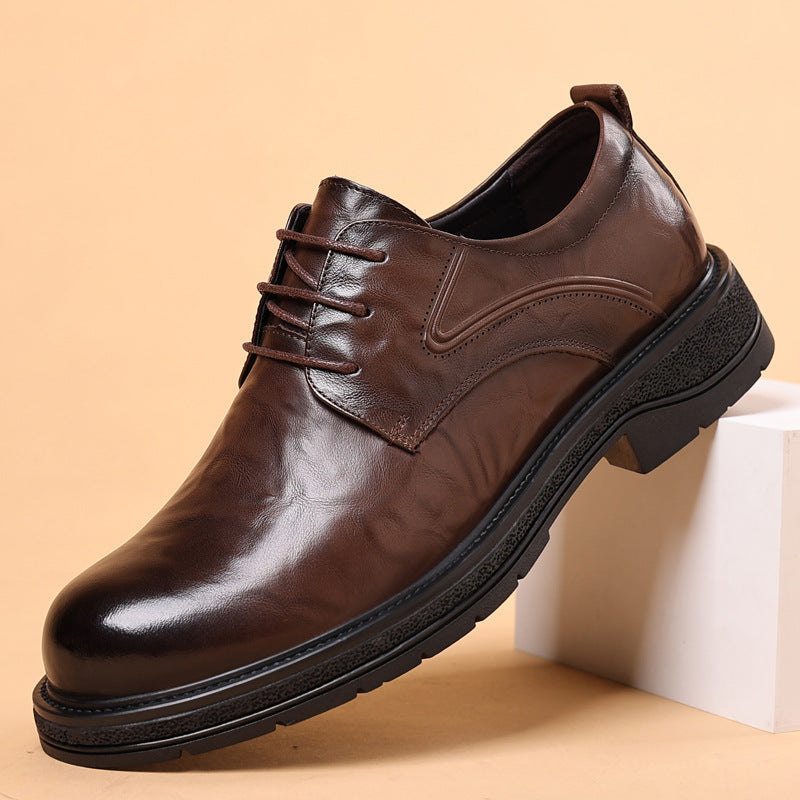 Leather Shoes For Men Genuine Leather Casual Business Formal Breathable With Thick Soles