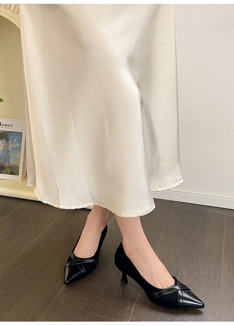 Women French Style Height Increase Stiletto Pumps, New Spring Autumn Gentle Mary Jane Leather Shoes For Dresses