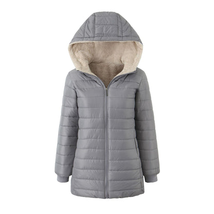 Womens Warm Hooded Fleece-lined Coat