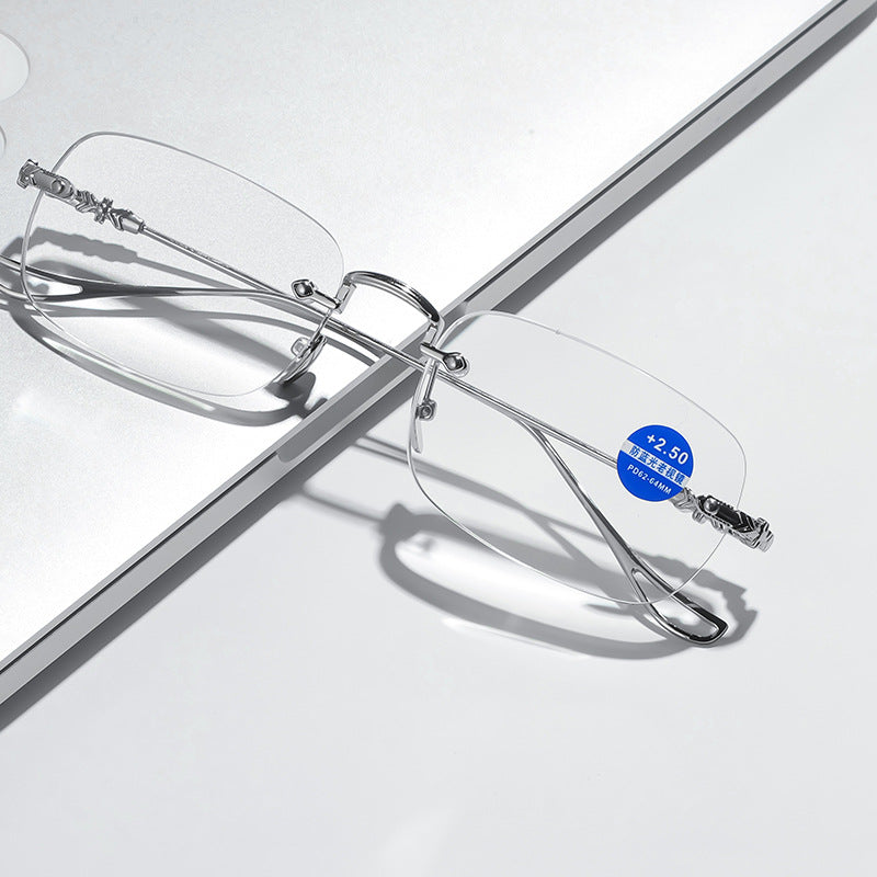 Men's Frameless Reading Glasses Anti Blue Light Radiation HD