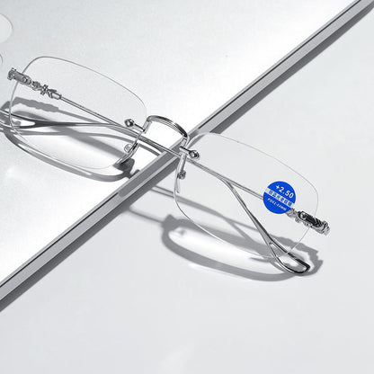 Men's Frameless Reading Glasses Anti Blue Light Radiation HD