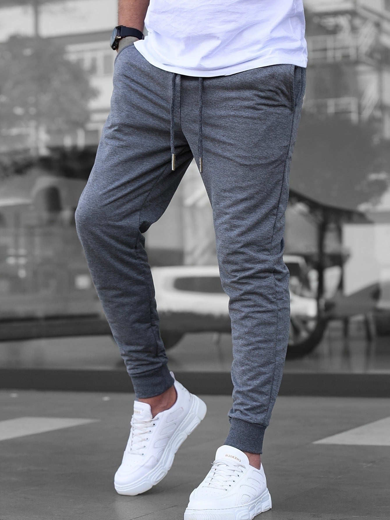Casual Sporty Lightweight Breathable American-style Solid-color Slim-fit Pants