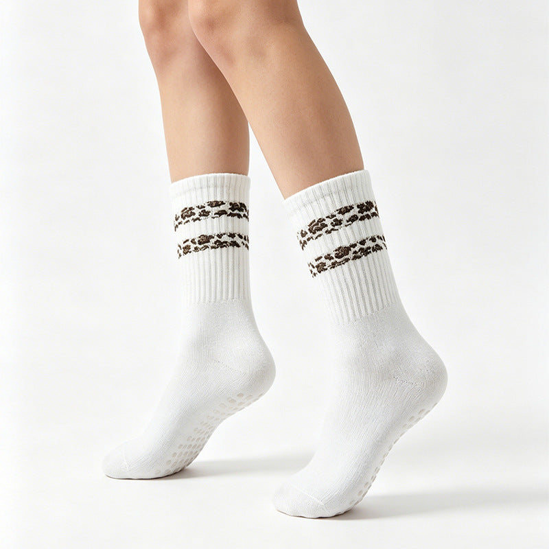 Striped Leopard-print Floor Socks For Women