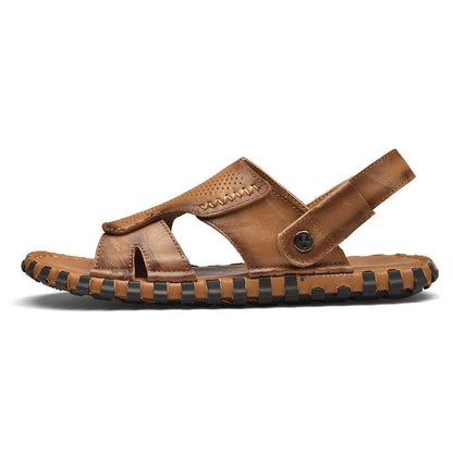 Leather Casual Outdoor Beach Thick-soled Slippers