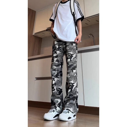 Camouflage Straight-leg Loose Wide-leg Pants