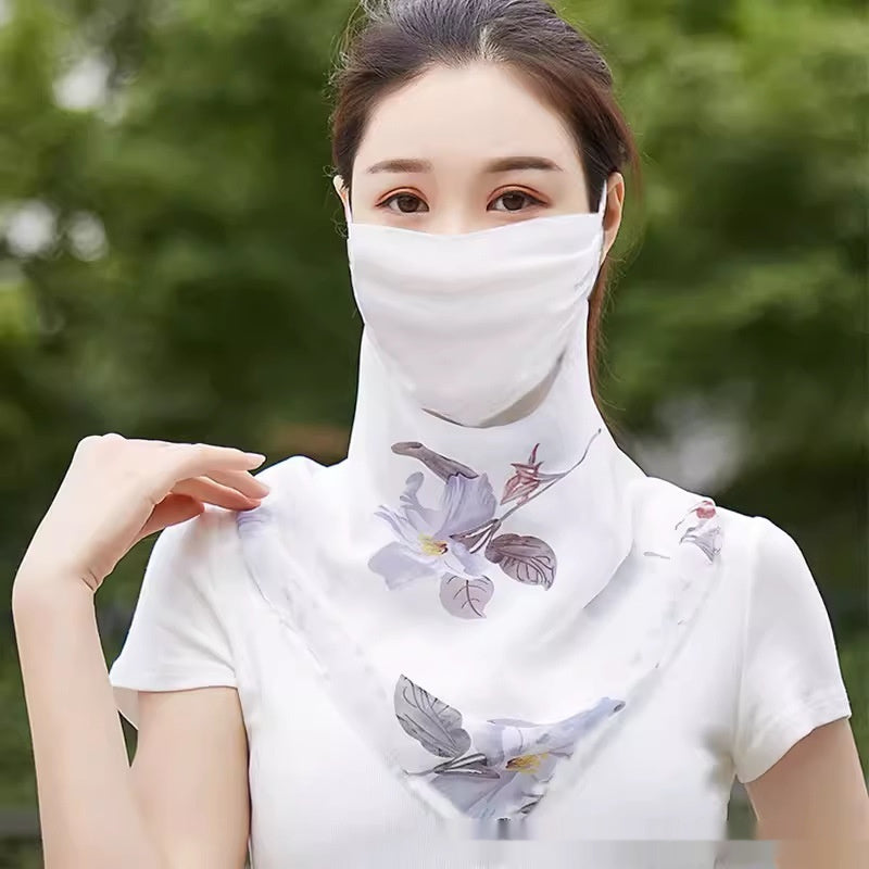 Silk Mask Breathable Neck-Covering Skin-Caring Veil For Women