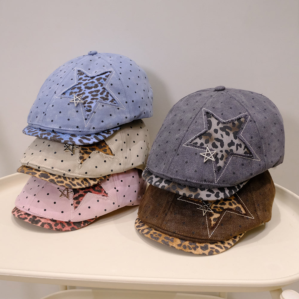 American Retro Leopard Print Polka Dot Star Patchwork Baseball Cap - Trendy, Fashionable, Stylish, And Unique Chick Style Cowboy Hat