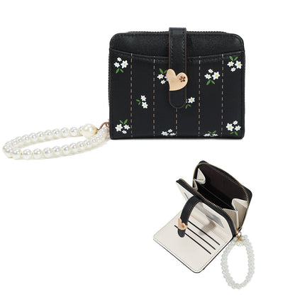 Womens Short PU Creative Floral Wallet