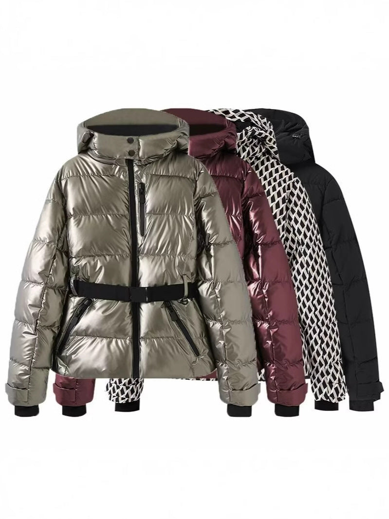 New Multi-color Ski Quilted Hooded Puffer Jacket