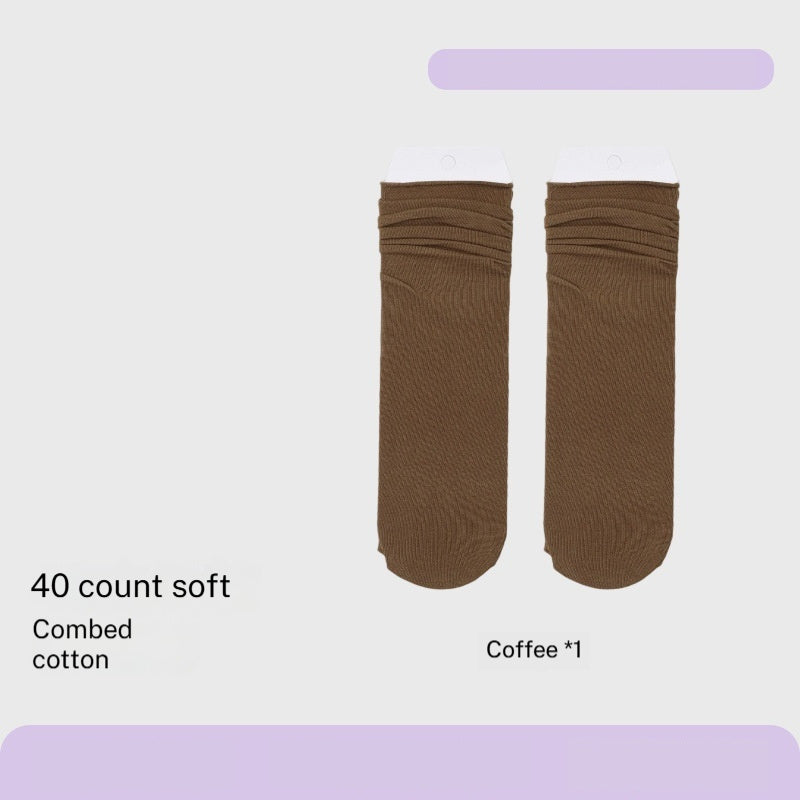 Combed Cotton Sweat-absorbent Deodorant Solid-color Knee-high Socks