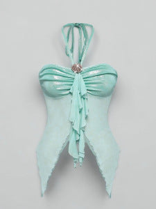 Sexy Asymmetrical Ribbon-strapped Camisole