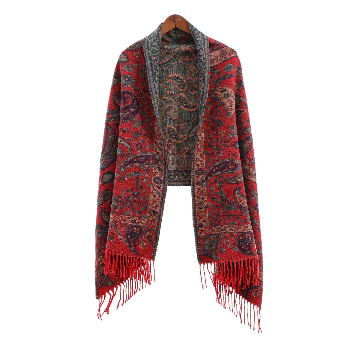 Ethnic-style Outerwear Ankeila Red Faux-cashmere Air-conditioner Shawl Scarf