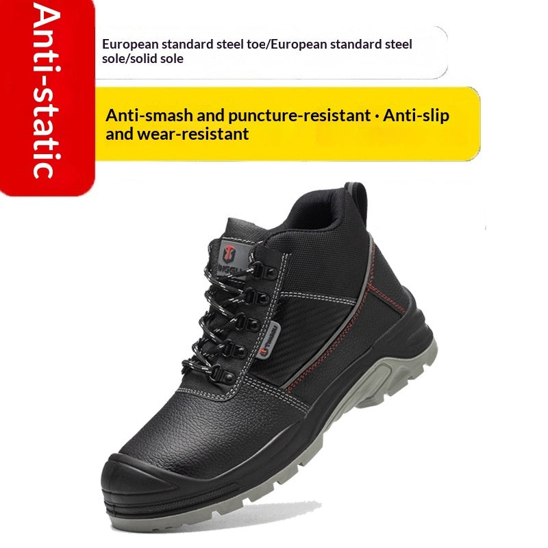 Men's Static Safety Boots - Anti-Puncture And Impact Protection, High-Top Leather