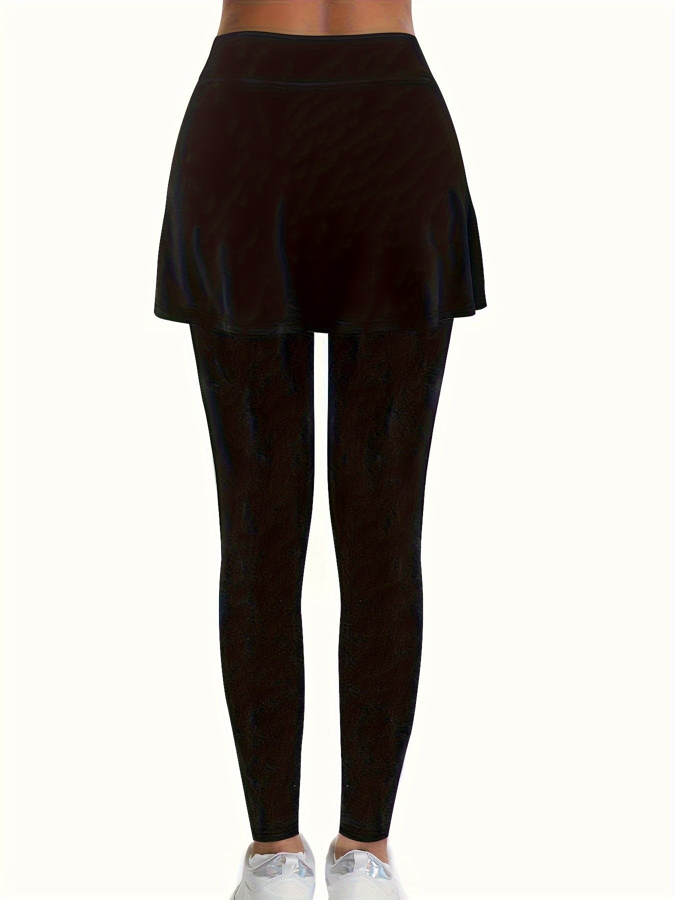 Women's High Waist Skirted Leggings 2 In 1 Flared Skirt Overlay Active Leggings For Yoga & Workout