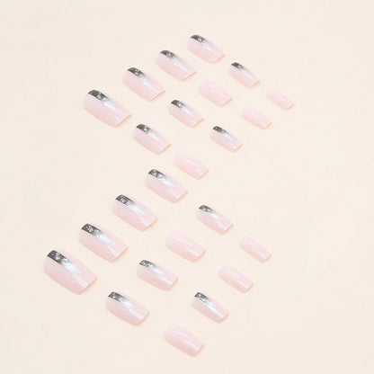 Simple European Square Fake Nails Black Gradient