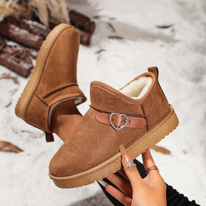 Women's Thickened Ankle Snow Boots, Korean Style New 2026 Versatile Fleece Lined Student Cotton Shoes, Winter Warm Slip-Ons
