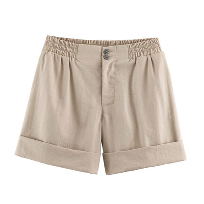 Casual Shorts With A Curled Hem Western Style