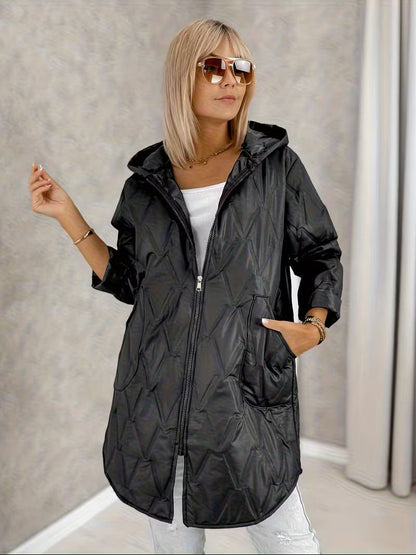 Plus-size Womens Mid-length Hooded Warm And Relaxed-fit Coat