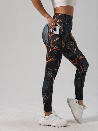 European And American New Hot-Selling Cross-Border Pocket Yoga Pants Digital Printing Casual Sports Outdoor High-Waist Hip-Lifting Fitness Pants