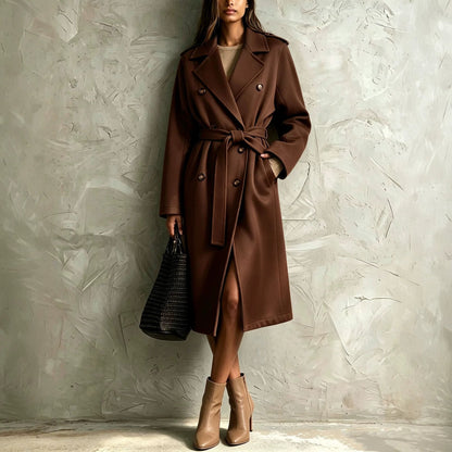 Double-breasted Belted Mid-length Wool Coat