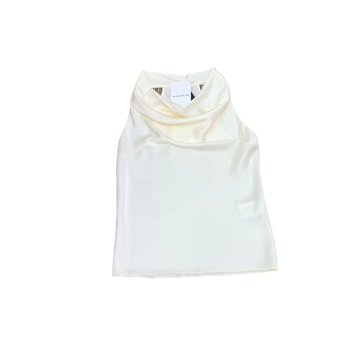 Double-sided Satin Lustrous Relaxed-fit Figure-flattering Halter Top