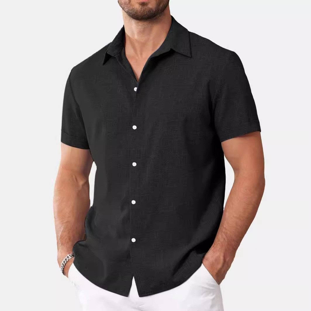 Mens Short-Sleeved Printed Casual Shirt