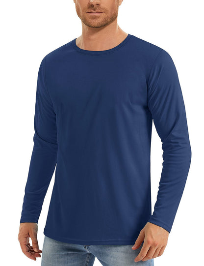 Men Solid Color Crew Neck Sun Protection Long Sleeve Shirts Uv Protection Breathable Running Athletic Base Layer Casual Tops For Spring Summer