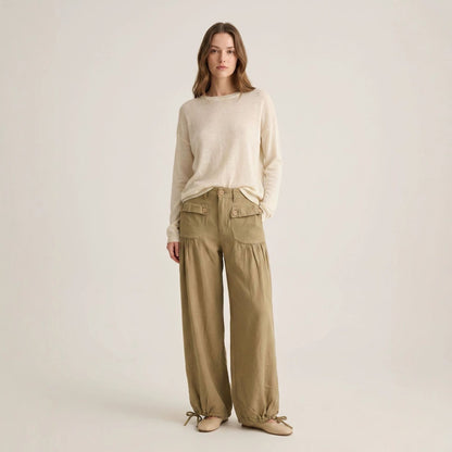 Loose-fit Womens Wide-leg Denim Jeans With Pockets And Ruffled Hems