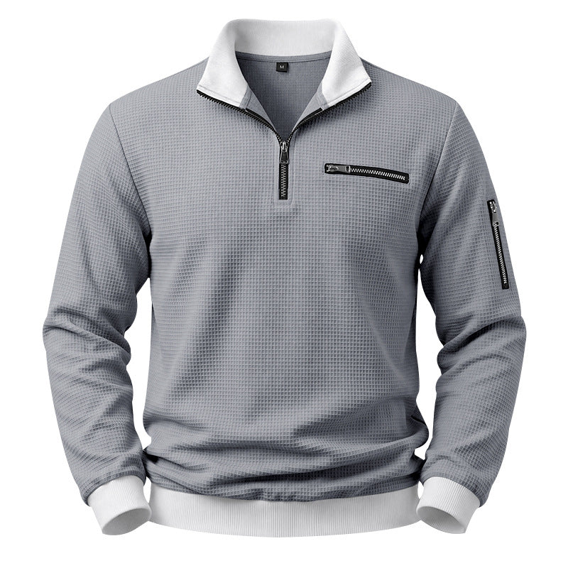 Mens Relaxed-fit Casual Stand-collar Hoodie