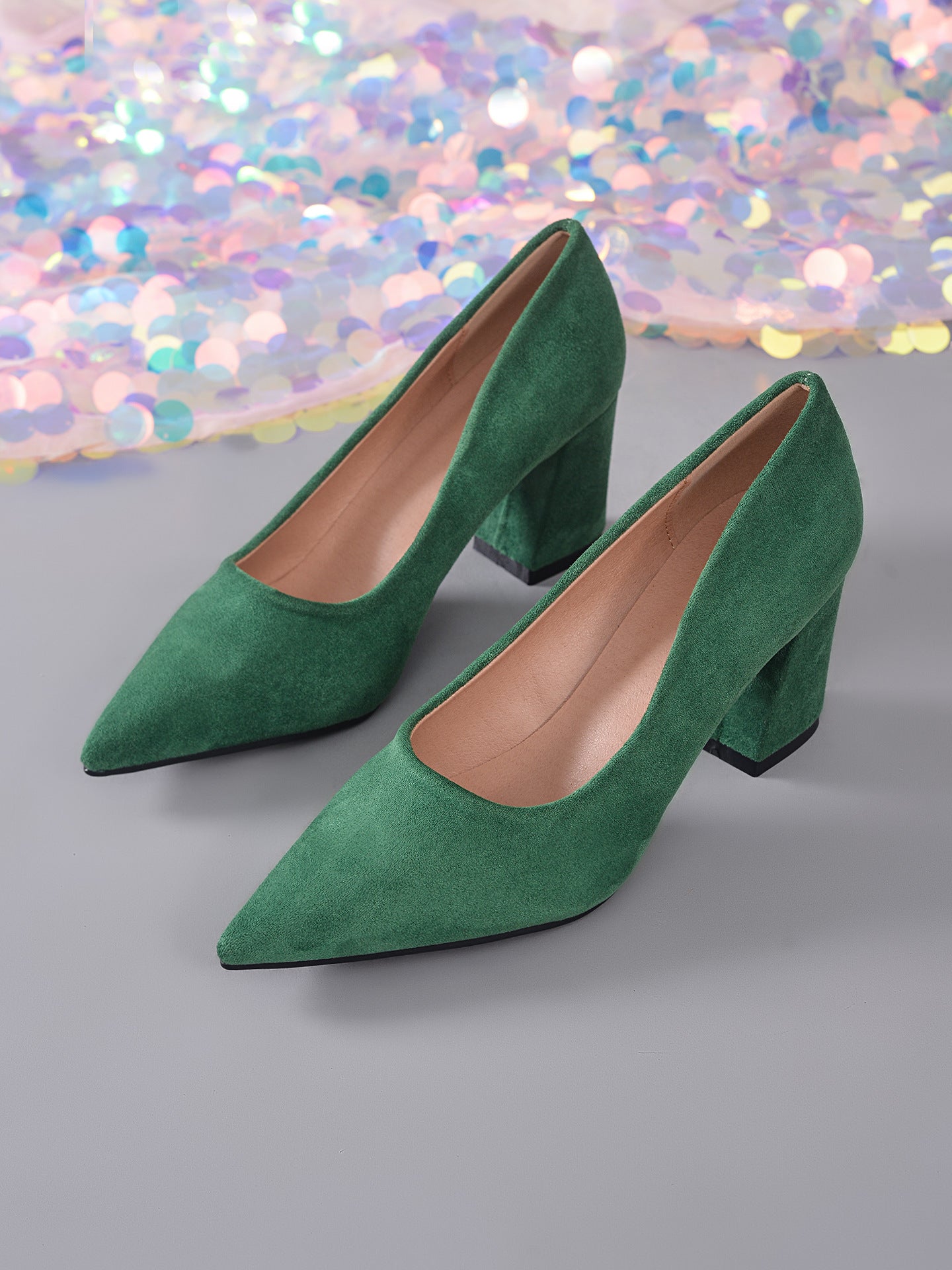 Womens Stylish Block-heeled Work Pumps