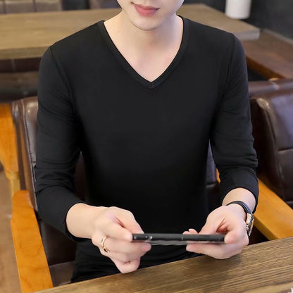 Autumn And Winter Military Fans Men's T-shirt Long Sleeve Slim Solid Color Crew Neck Pullover Original Men's Bottoming Shirt Manufacturers Wholesale