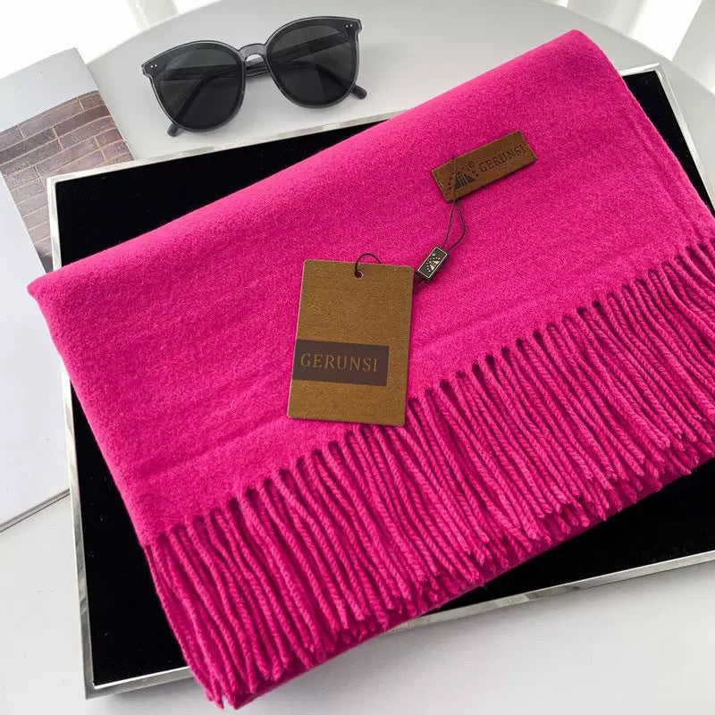 Womens Thickened Fashionable Solid-Color Tassel Scarf