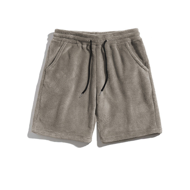 Mens SpringAutumn Coral-Fleece Sports-Style Casual Plus-Size Shorts