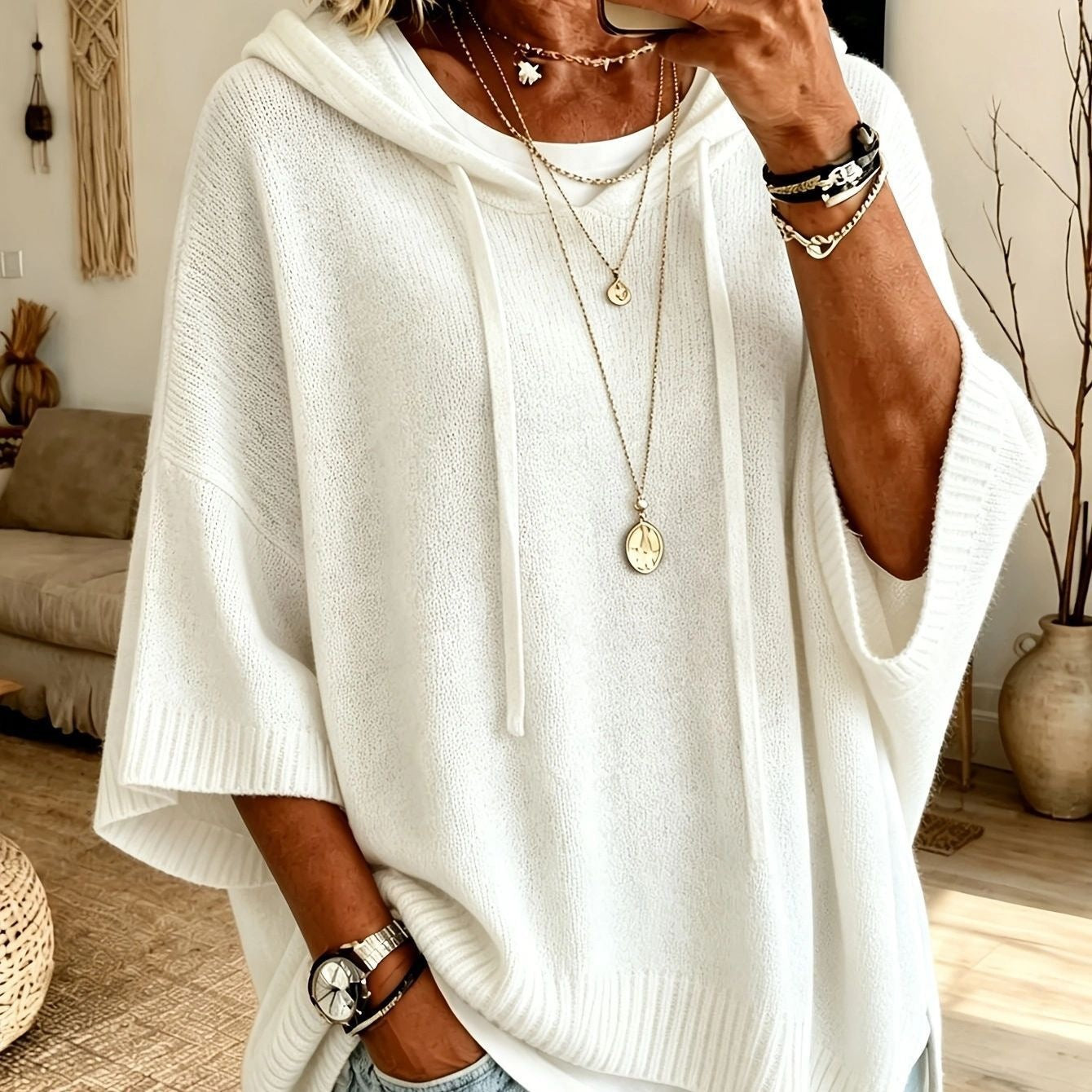 New Knitted Hooded Drawstring Sweater Sweatshirt Knit Outerwear For European And American Women For Amazon Independent Site 2026