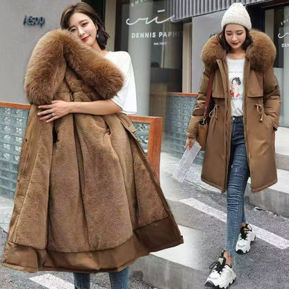 Womens Mid-length Padded Winter Parka Coat