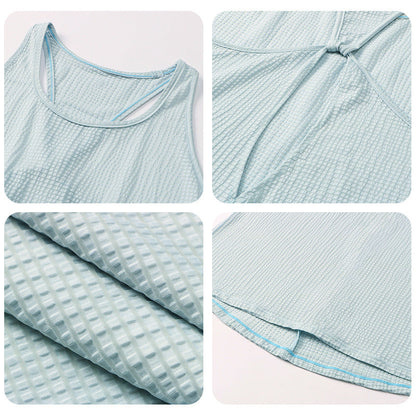 Sexy Back Design Running Sports Top Nylon Ice-Feel Breathable Fitness Shirt