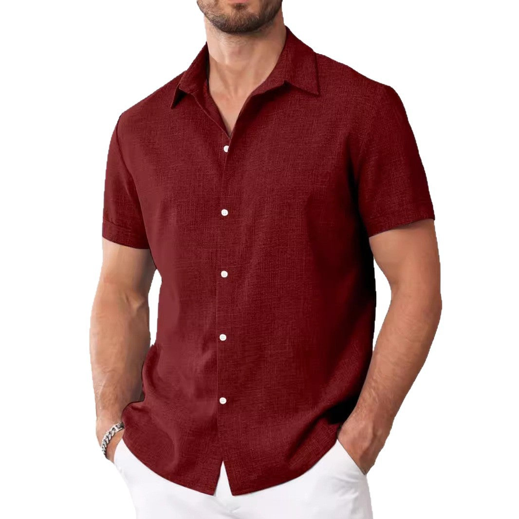 Mens Short-Sleeved Printed Casual Shirt