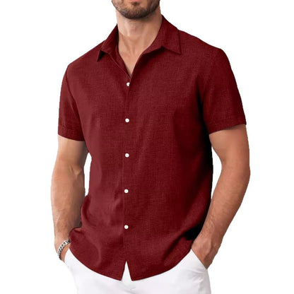 Mens Short-Sleeved Printed Casual Shirt