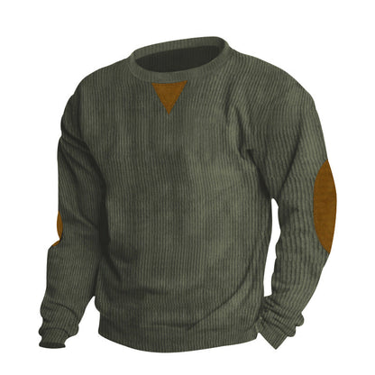 Crew-neck Corduroy Long-sleeve Sweatshirt For Men