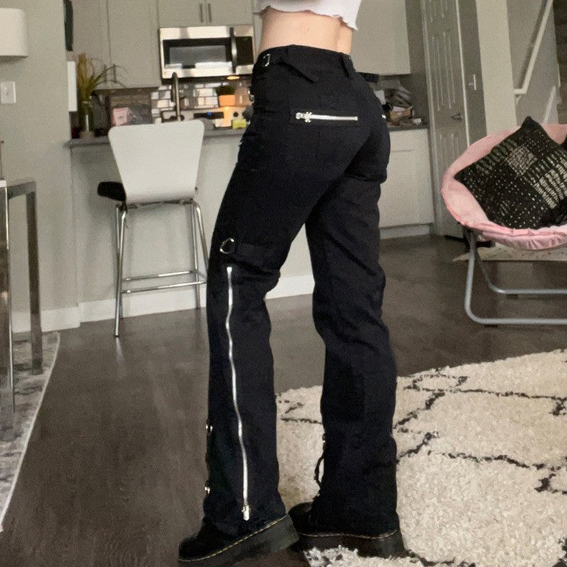 Low-rise Straight-leg Slimming Utility Trousers With A Zipper