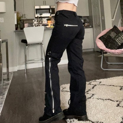Low-rise Straight-leg Slimming Utility Trousers With A Zipper